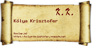 Kólya Krisztofer névjegykártya